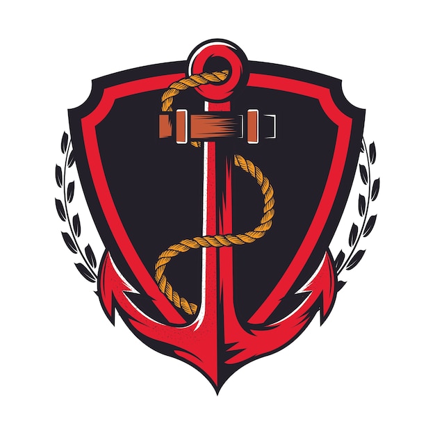 Nautical Anchor Shield Emblem with Laurel Wreath Design | Jiffy Designs