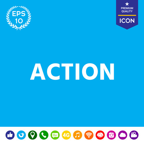 Action Button - Icon. With Colored Set Of Icons | Jiffy Designs