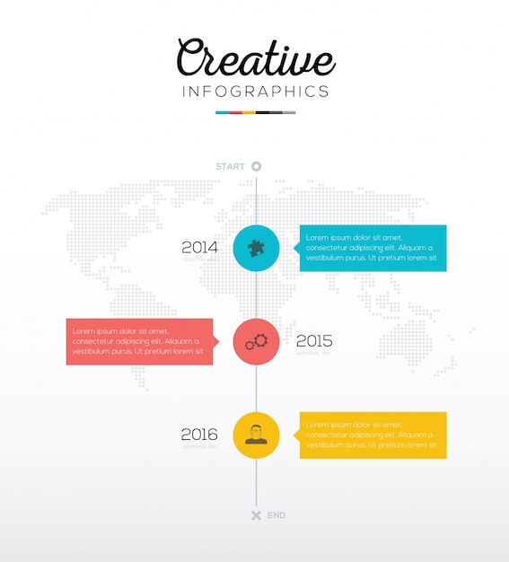Minimalist Timeline Infographic with Colorful Circular Highlights ...