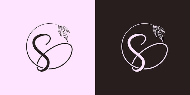 Elegant Floral Monogram with Cursive Letter S | Jiffy Designs