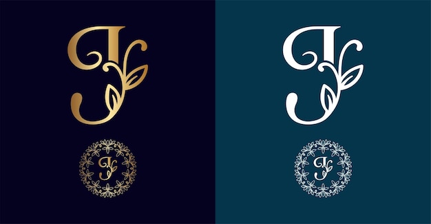 Elegant Monogram with Floral Wreath in Gold and Silver | Jiffy Designs