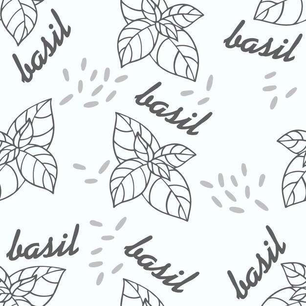Minimalist Monochrome Basil Leaf Pattern | Jiffy Designs