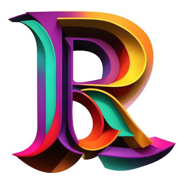 Vibrant Dimensional Letter R in Colorful Gradient Design | Jiffy Designs