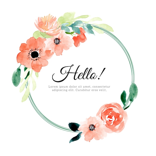 Vibrant Floral Wreath with Greeting Text and Watercolor Blooms | Jiffy ...