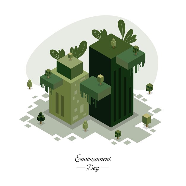 Vibrant Isometric Landscape Celebrating Environment Day | Jiffy Designs