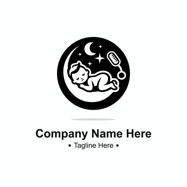 Sleeping Baby Moon and Stars Logo Design | Jiffy Designs