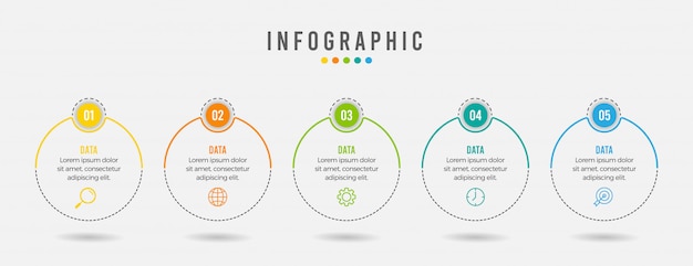 Vibrant Infographic Elements with Diverse Data Visualization Icons ...