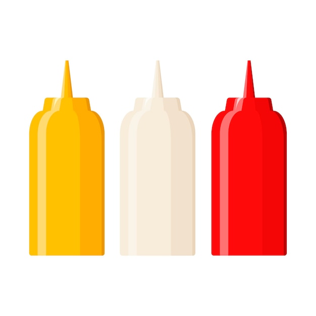 Vibrant Condiment Bottles in Primary Colors on White | Jiffy Designs