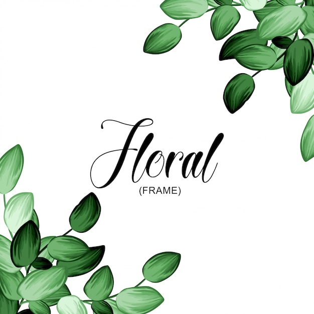 Elegant Green Leaves Frame with Floral Calligraphy Text | Jiffy Designs