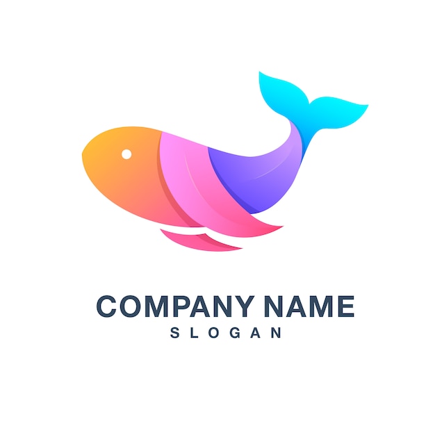 Vibrant Gradient Whale Silhouette Logo Design | Jiffy Designs