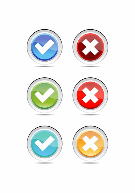 Vibrant Collection of Check Mark and X Icons | Jiffy Designs
