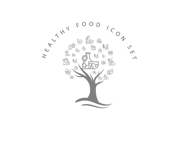 Nourishing Tree of Healthy Food Icons | Jiffy Designs