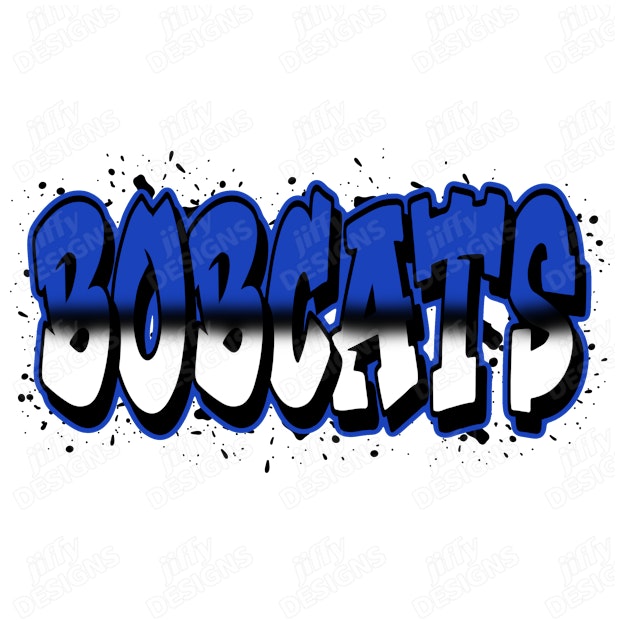 'Bobcats' Graffiti-Style Text in Bold Blue with Dynamic Splatter Effect ...