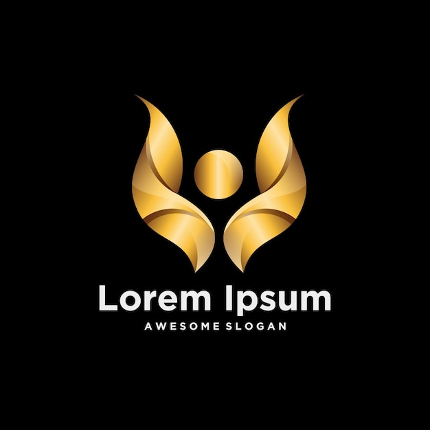 Elegant golden wings and orb logo on black backdrop | Jiffy Designs