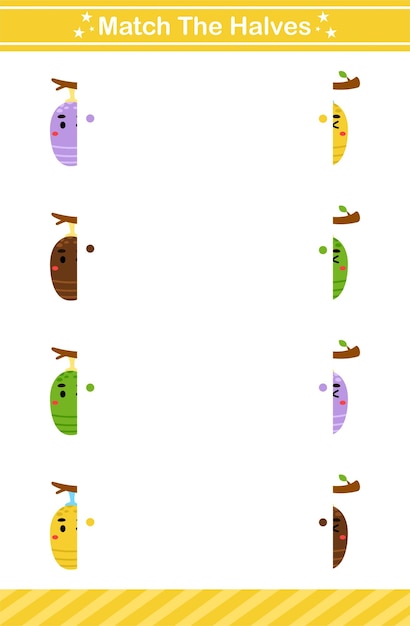 Playful Halves Matching Game with Diverse Food Characters | Jiffy Designs