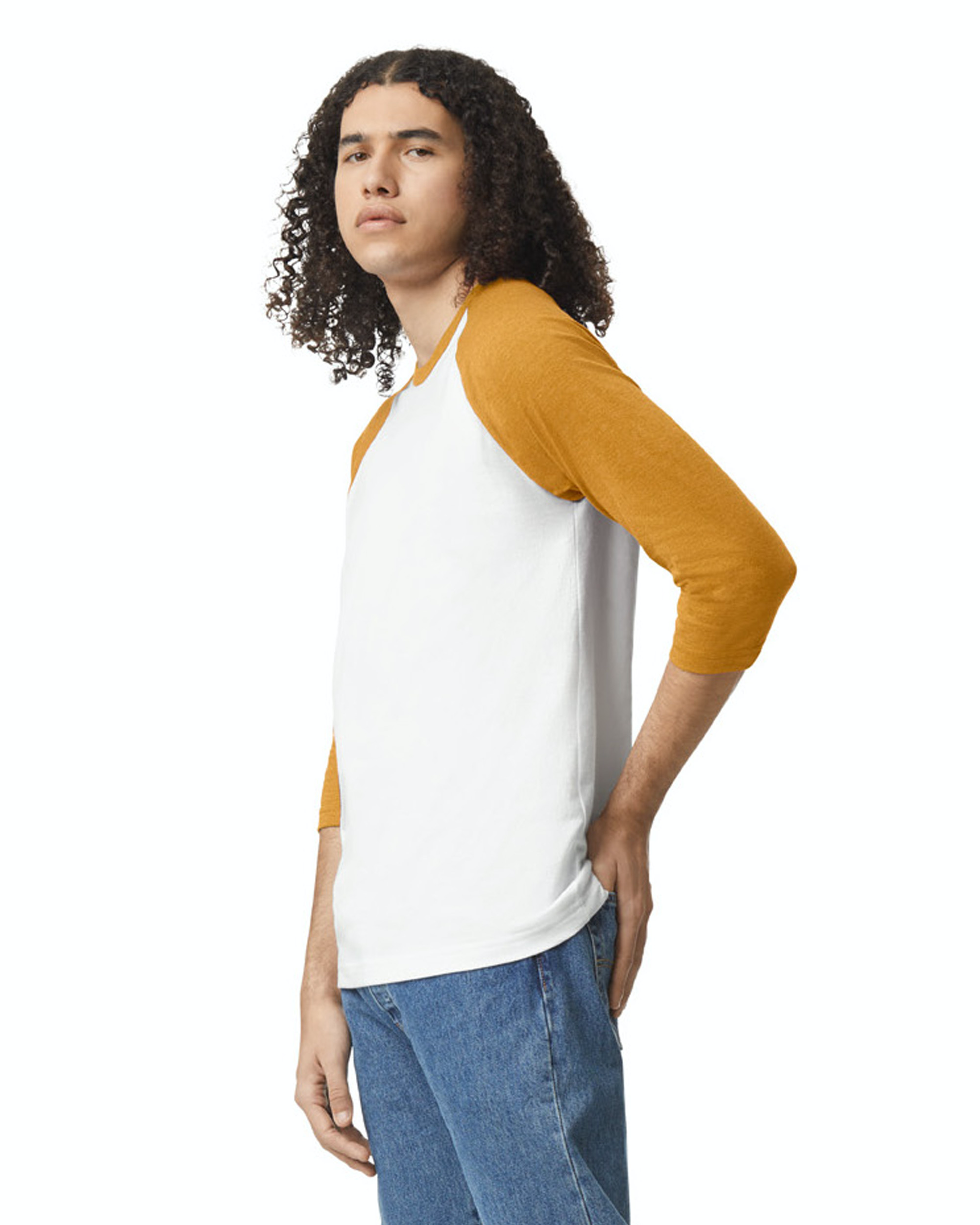American Apparel 2003CVC White Heather Mustard