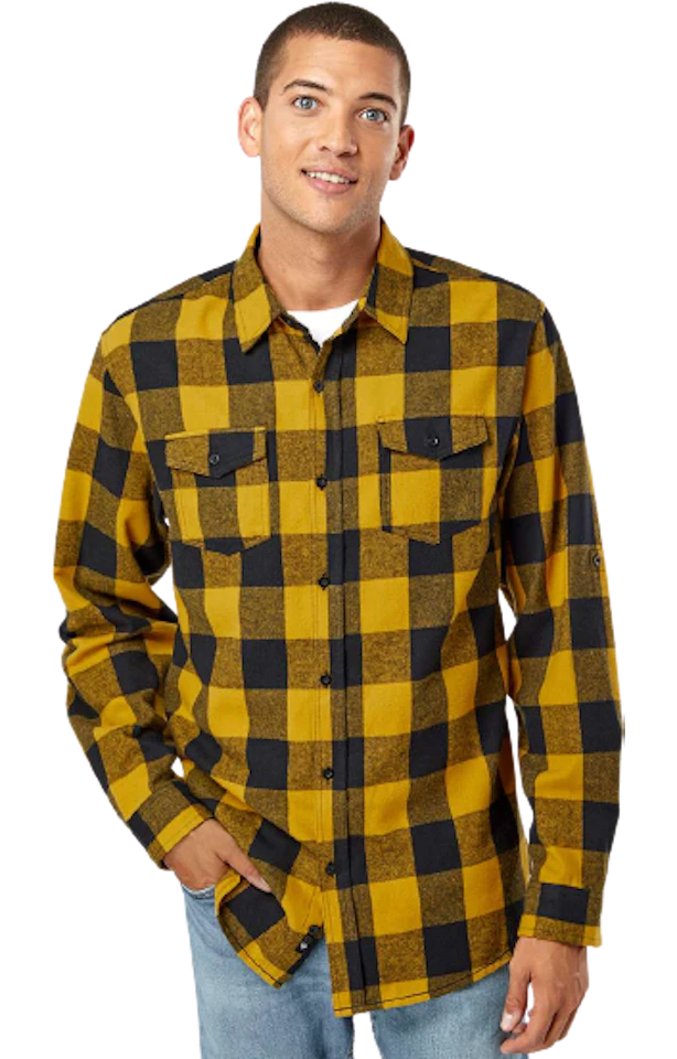 Burnside Yarn Dyed Ls Flannel B8210 Gold / Black | Jiffy Burnside Yarn Dyed Ls Flannel B8210 Gold / Black | Jiffy