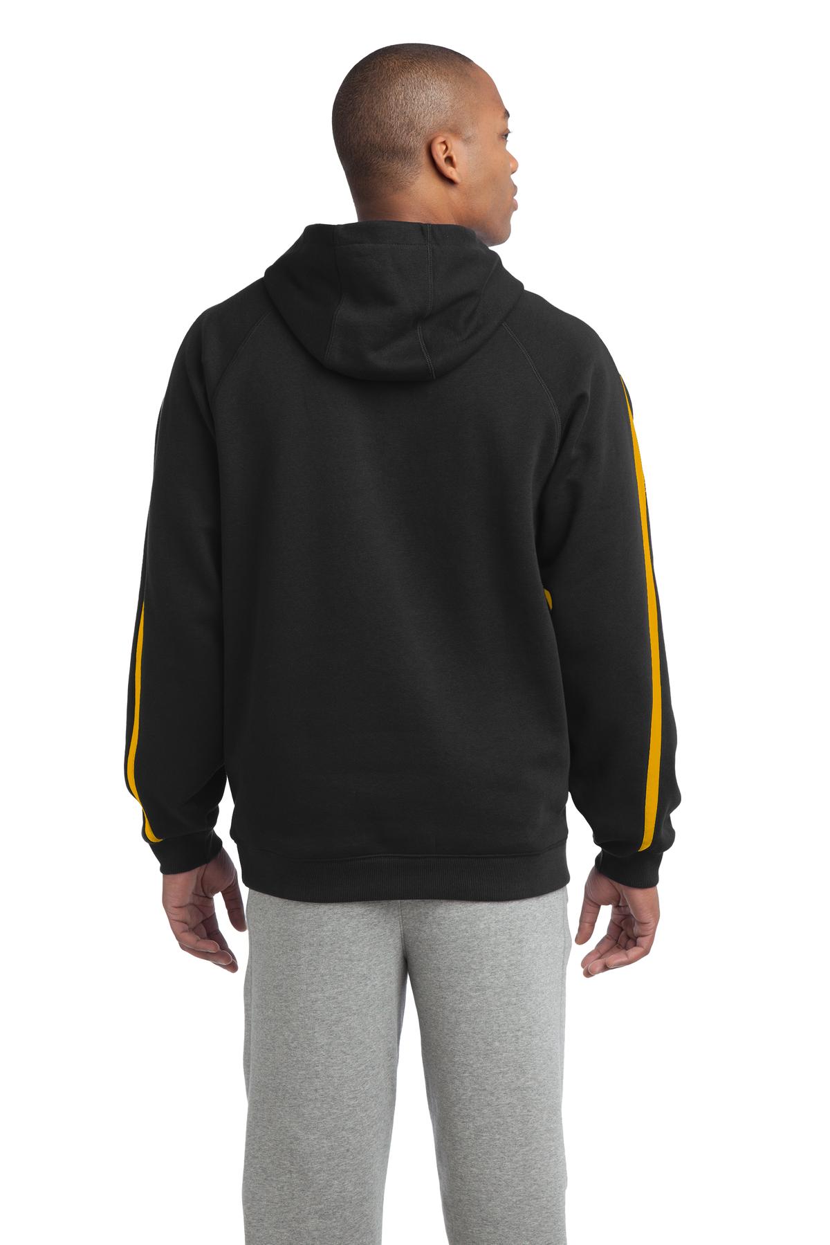 Sport Tek Sleeve Stripe Pullover Hoodie St265 Black / Gold