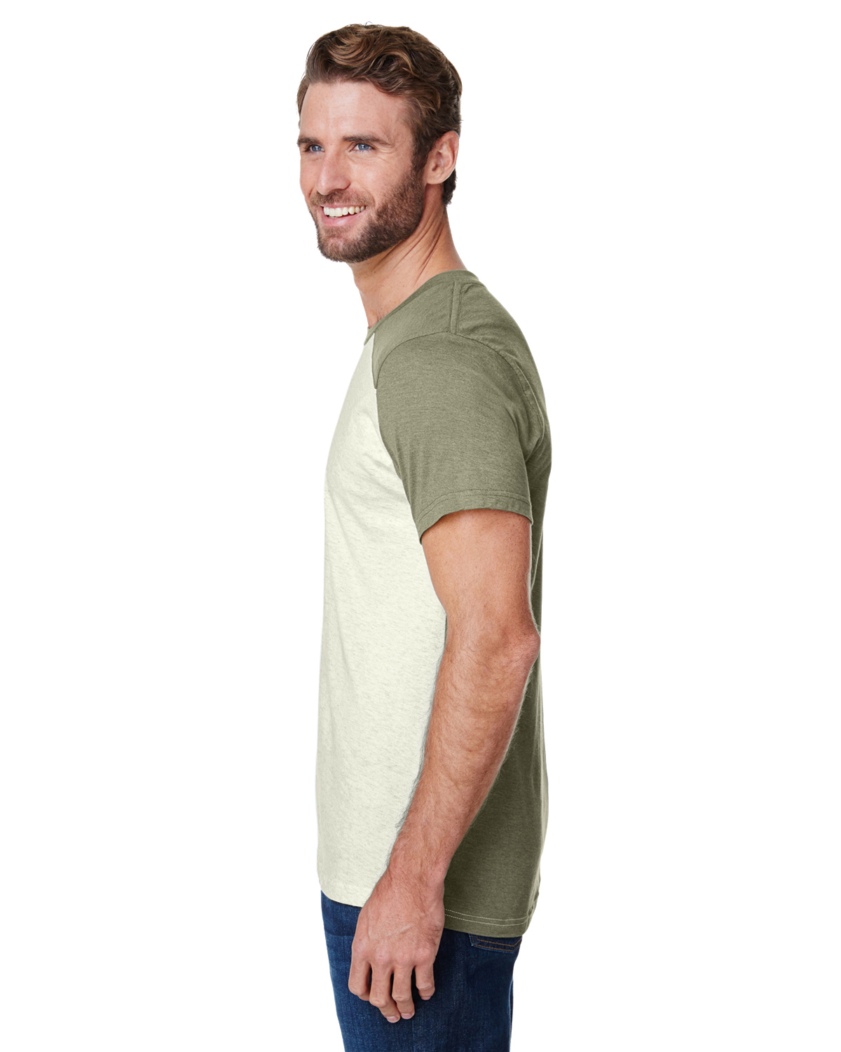 LAT LA6911 Natural Heather / Vintage M Green