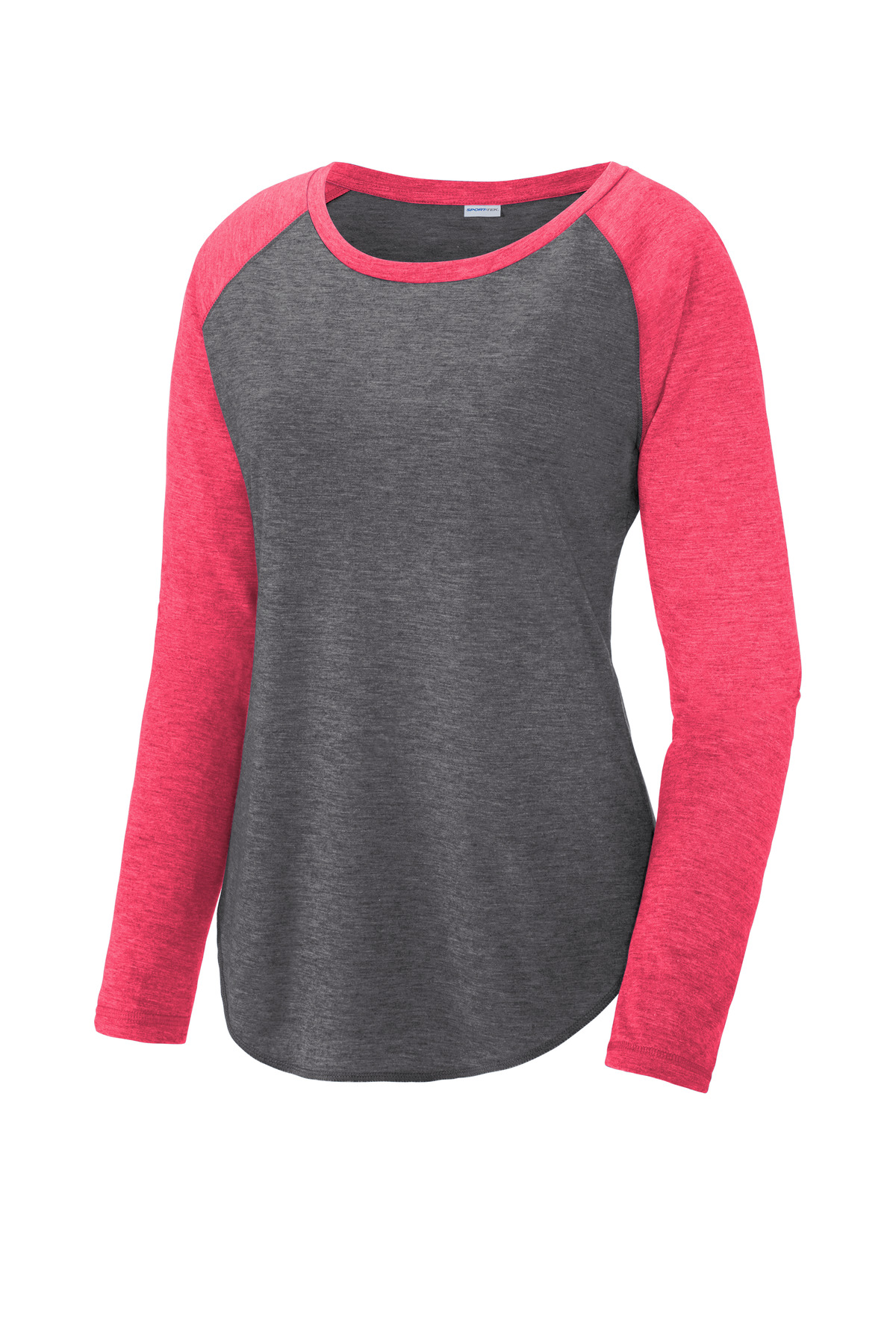 Sport-Tek LST400LS Pink Raspberry Heather / Dark Gray Heather