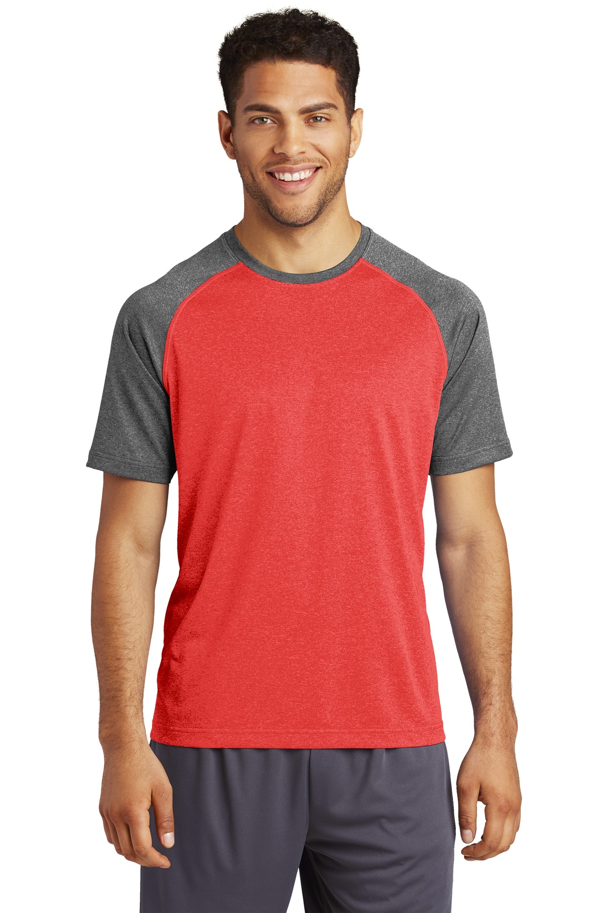 Sport-Tek ST362 Scarlet Heather / Graphite Heather