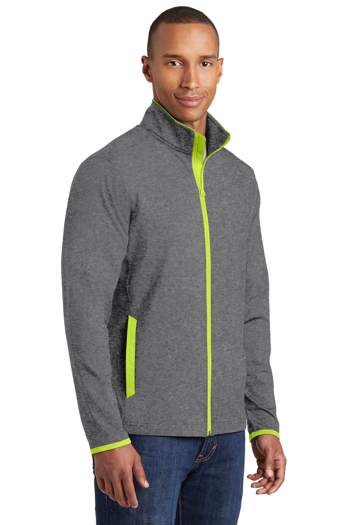 Sport-Tek ST853 Charcoal Gray Heather / Charge Green