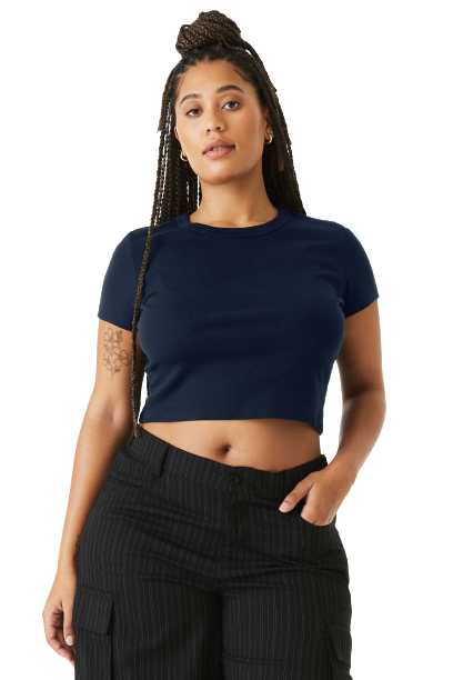 Bella Canvas Women's Micro Ribbed Baby Tee 1010 J2 Solid Navy