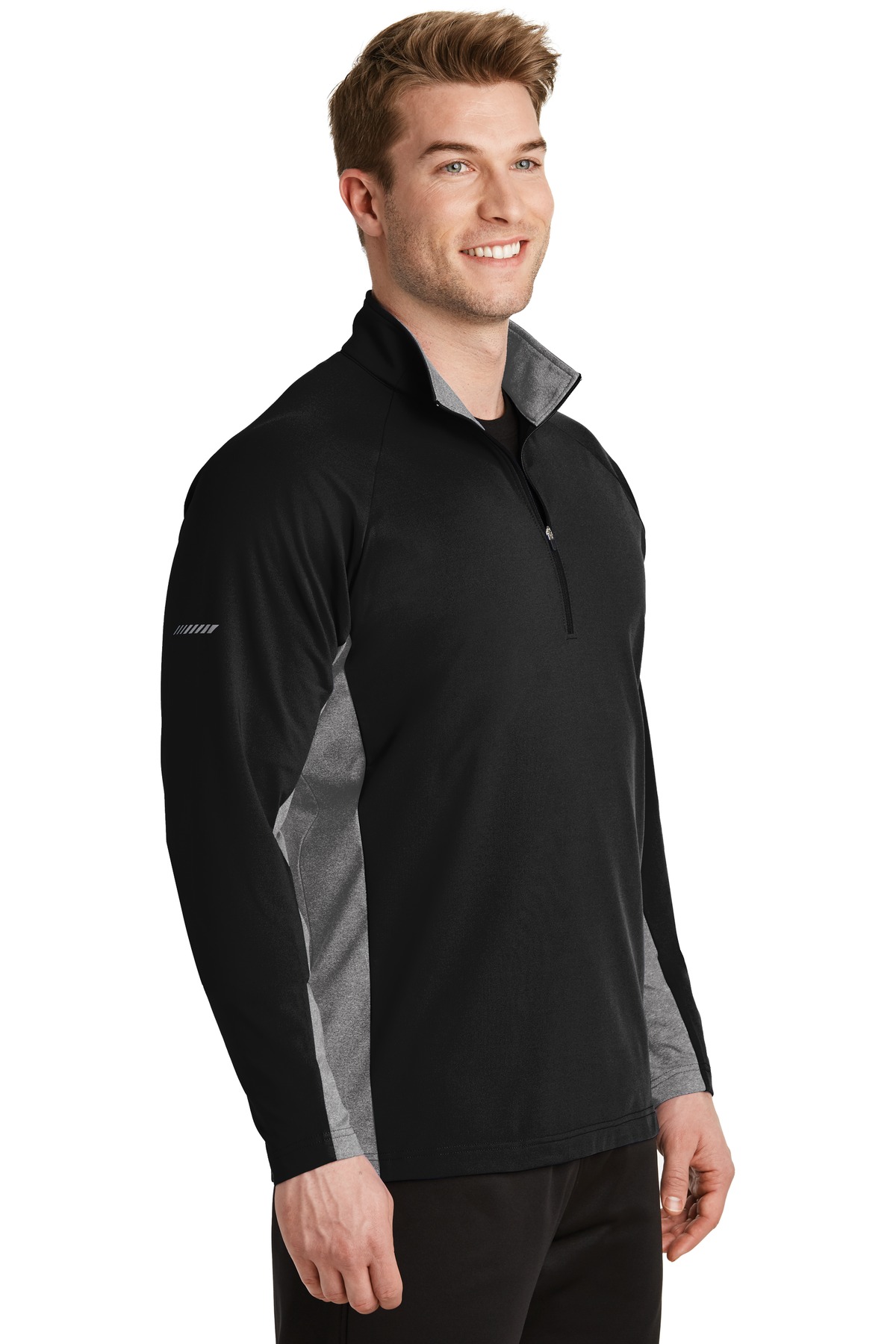 Sport-Tek ST854 Black / Ch Gray Heather