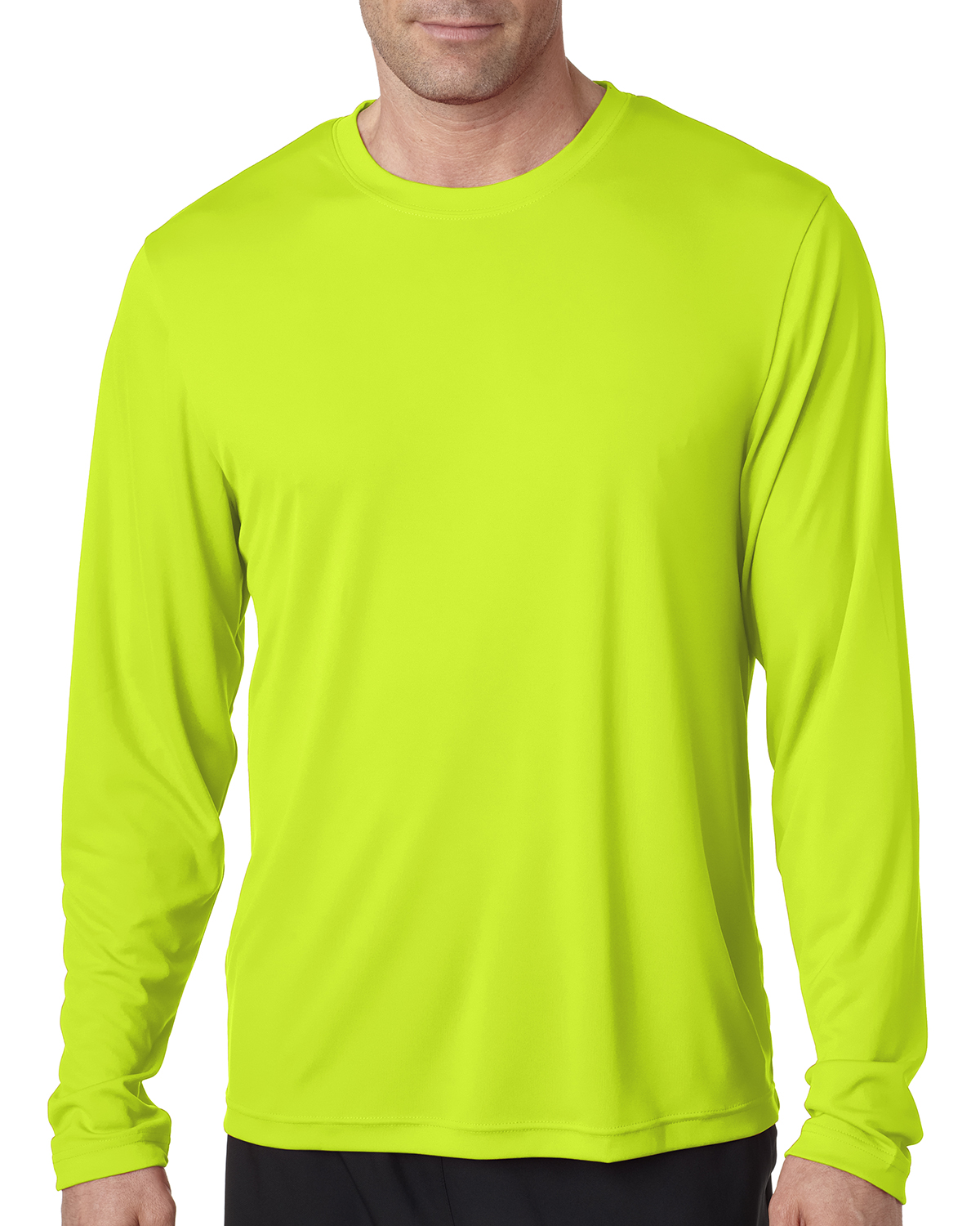 Hanes Cool Dri Long Sleeve Tee 482 L Safety Green Jiffy