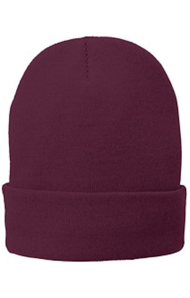 Port Company Fleece Lined Knit Cap Cp90 L Maroon Jiffy
