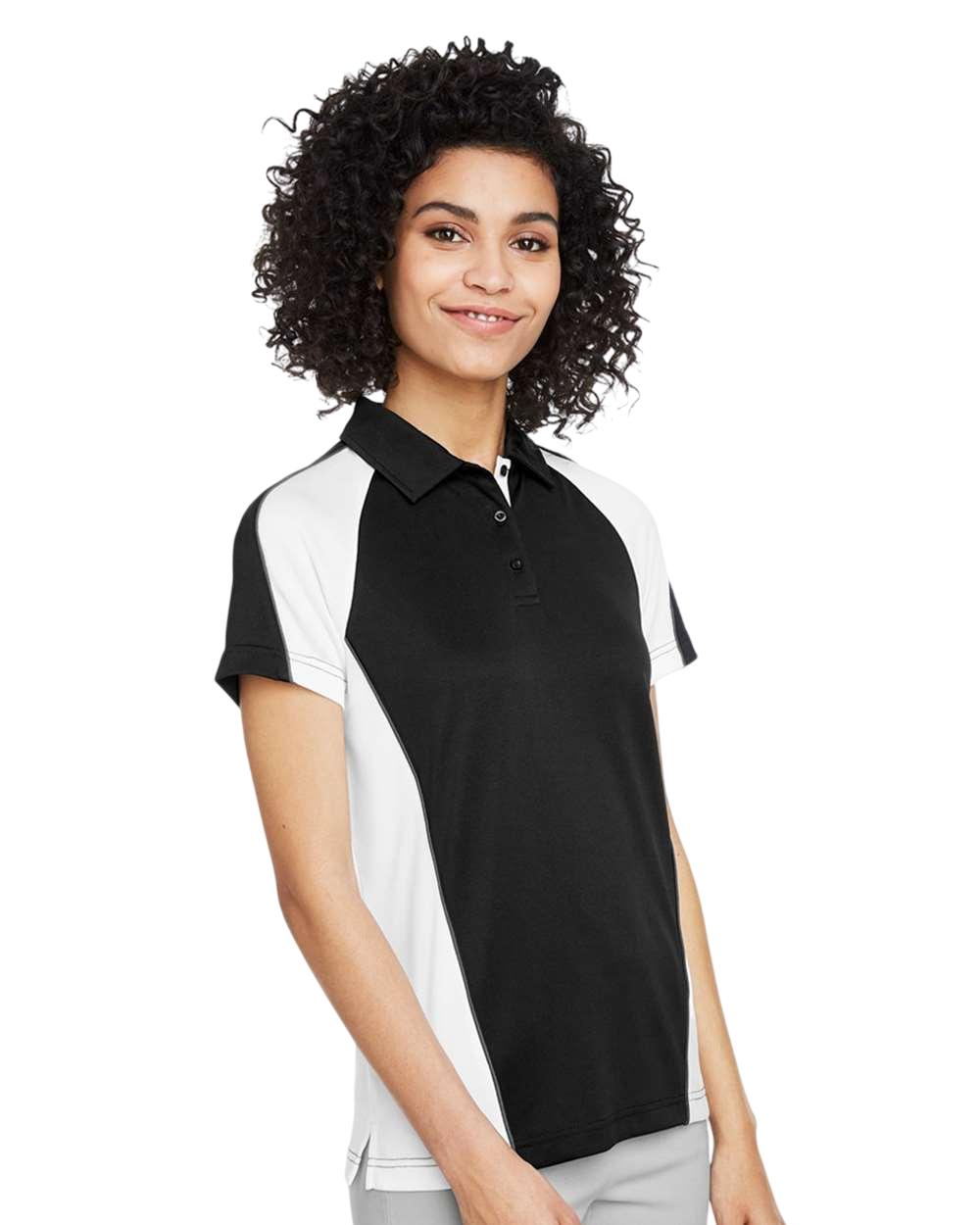 Harriton M385W Black / White / Dark Chrc