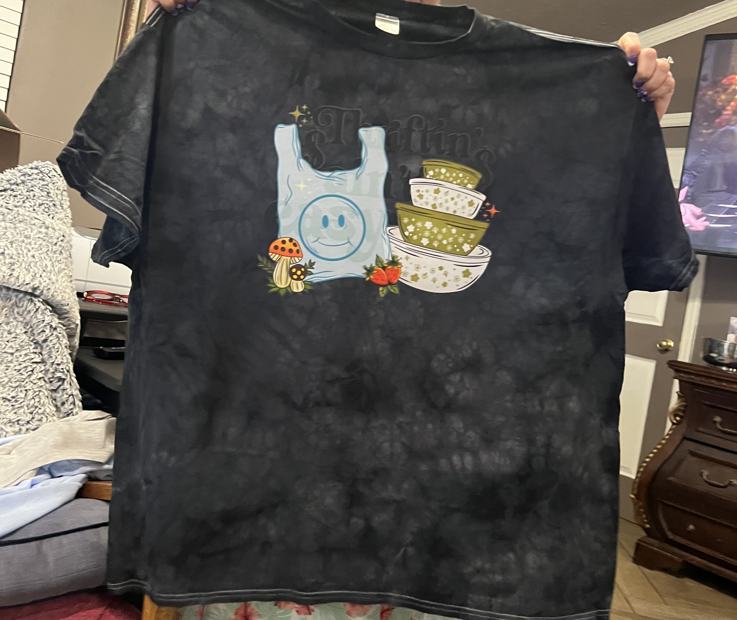 Tie Dye Crystal Wash T Shirt 1390 Black | Jiffy